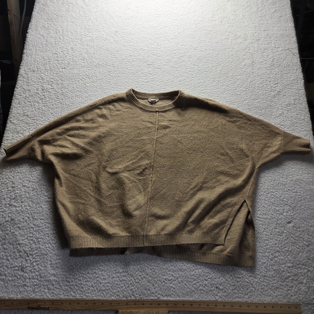 LOFT Lounge Sweater Womens L/XL Beige Crew Neck 3/4 Dolman Sleeve Knit Pullover
